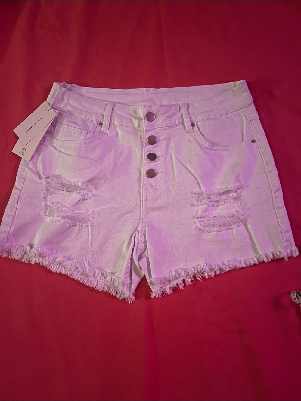 White destructed shorts- M